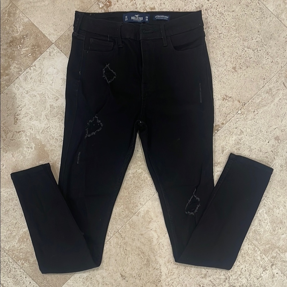 Hollister Jet Black Ripped Jeans